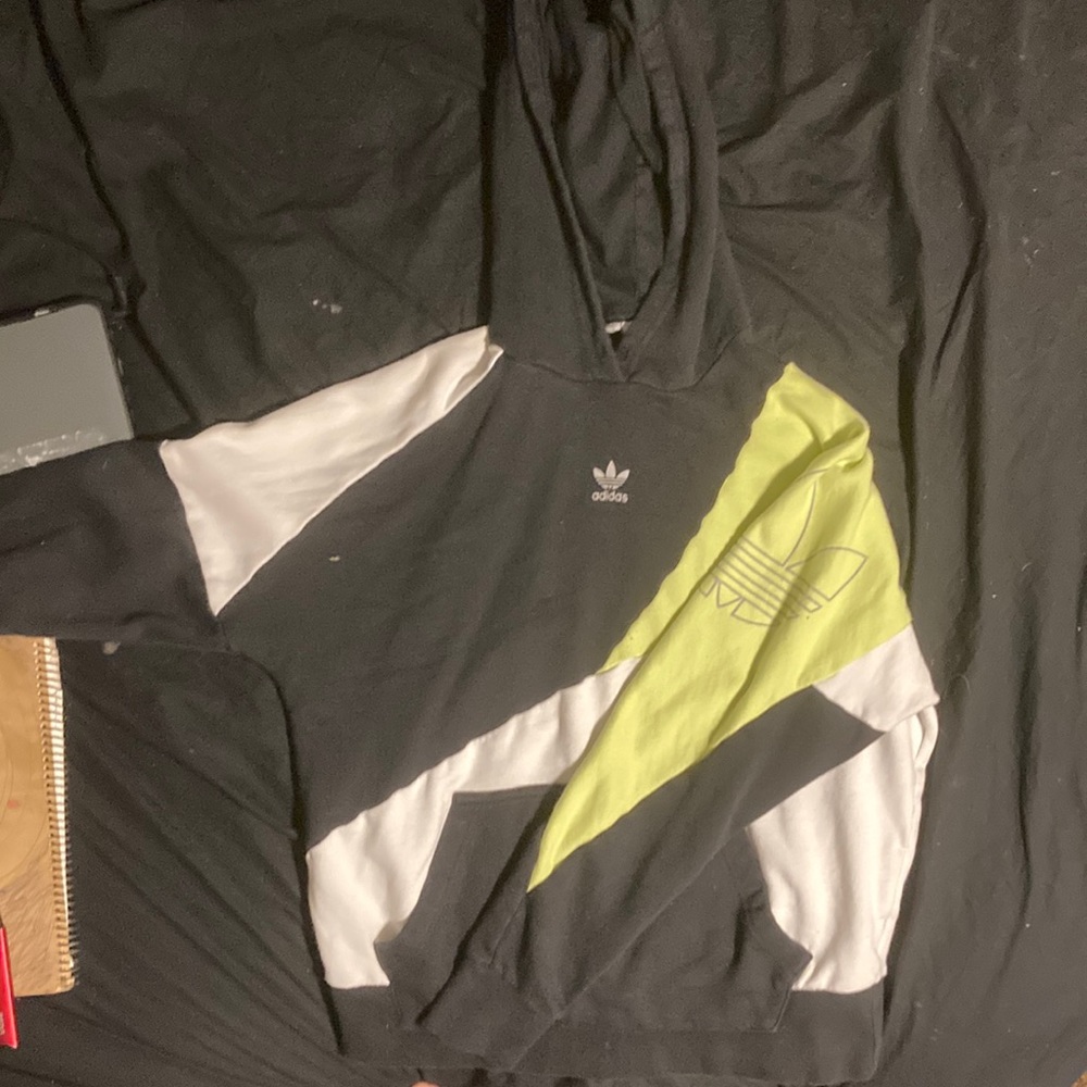 Black white and bean green adidas hoodie